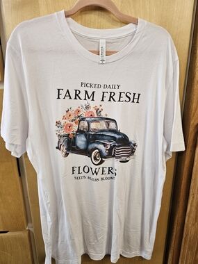 Bella Canvas White Graphic Tee with Vintage Truck
